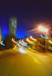 Light trails on road at night