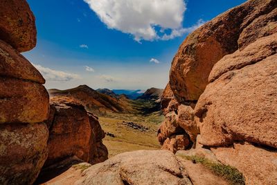 Scenic view of rock formation against sky