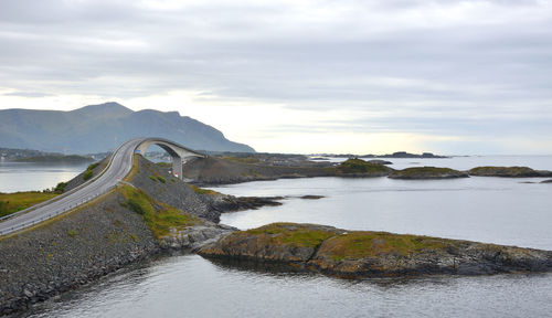 Atlantic oceanic road bridge on a cloudy day