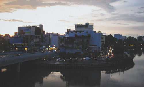 Reflection of buildings in water
