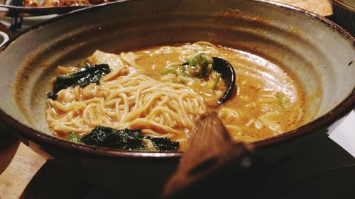 Close-up of soup in bowl