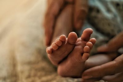 Close-up of baby hand