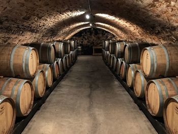 Wine casks in cellar 
