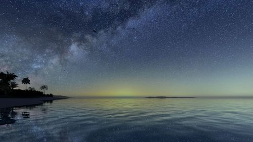 Scenic view of sea against sky at night