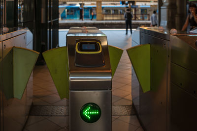 Close-up of illuminated lights on floor in city at night