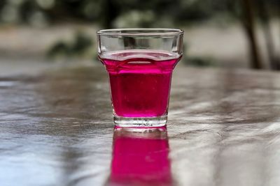 Close-up of drink in glass on table