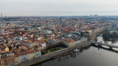 High angle view of townscape against sky