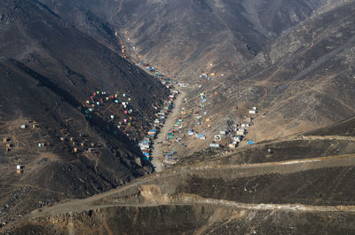 High angle view of mountain road