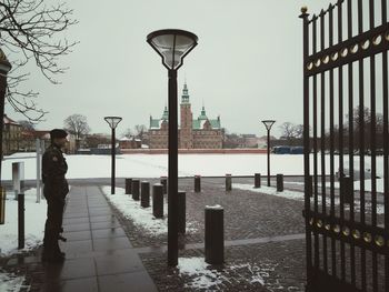 View of city street against sky