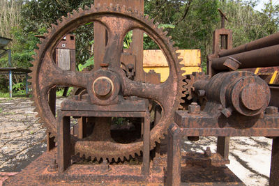 Close-up of rusty machine part