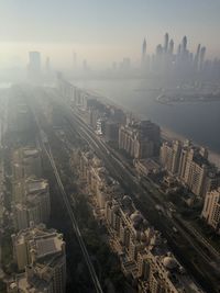 High angle view of buildings in city