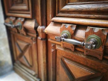 Close-up of closed door of building