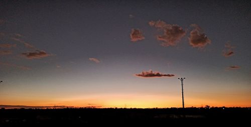 Low angle view of silhouette trees against sky at sunset