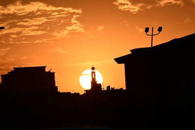 Silhouette buildings against sky during sunset