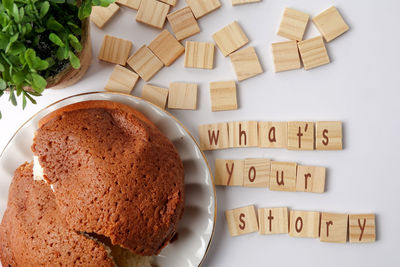 Directly above shot of bread on table