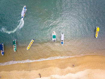 High angle view of people in sea