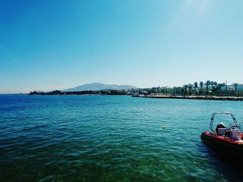 View of boats in calm sea