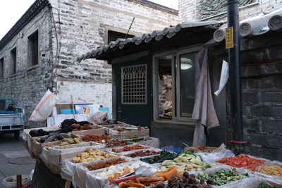 Street market against buildings