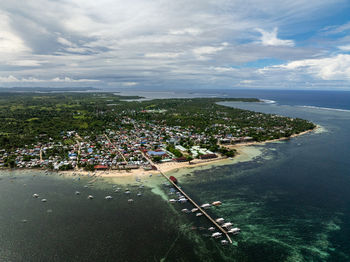 High angle view of sea against sky