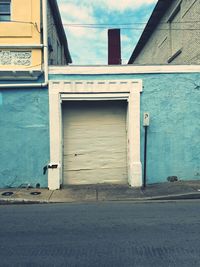 Closed door of building