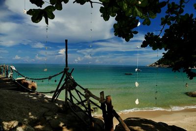 Scenic view of beach against sky