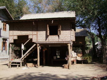 Built structure against trees