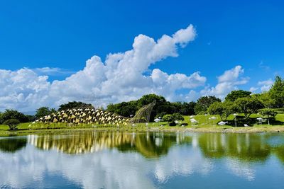 Scenic view of lake against sky