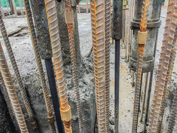 High angle view of construction site in city