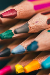 Close-up of colorful pencils