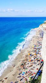 High angle view of beach against sky