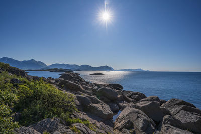 Scenic view of sea against clear sky
