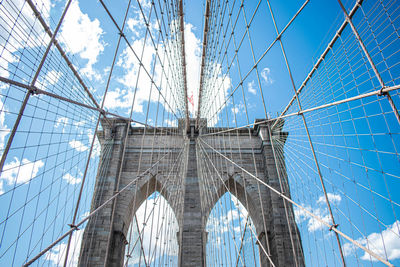 Low angle view of suspension bridge