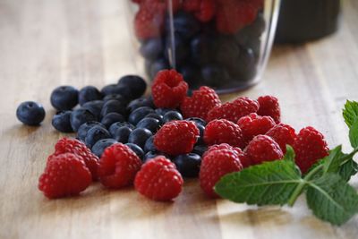 Close-up of berries on table