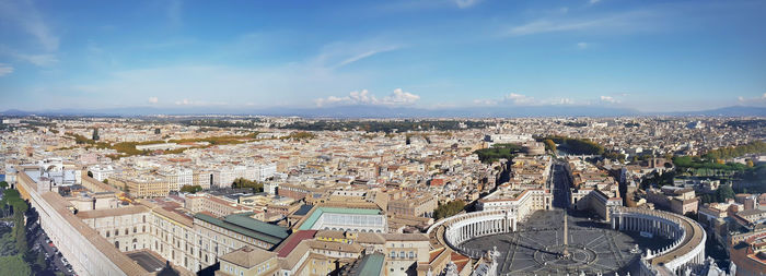 High angle view of cityscape against sky