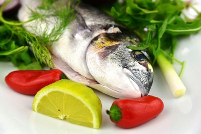 Close-up of fish with vegetables