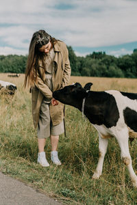 Full length of a horse standing on field