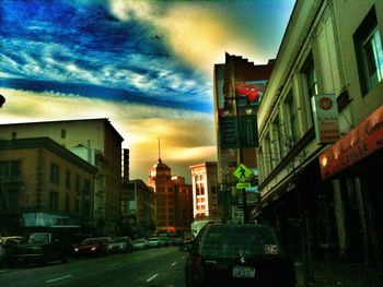 City street at sunset