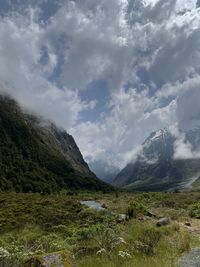 Scenic view of mountains against sky