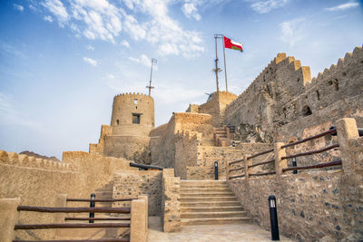 Low angle view of historical building against cloudy sky