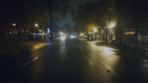 Wet road during rainy season at night