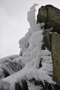 Close-up of snow against sky