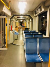 Empty seats in illuminated building