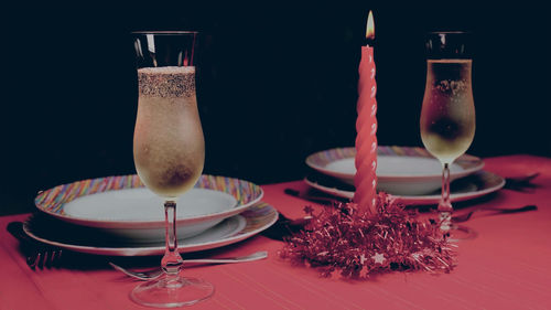 Close-up of christmas decorations on table