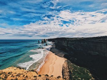 Scenic view of beach against sky