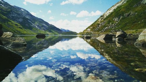 Reflection of sky on lake