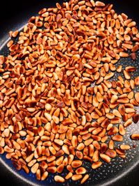 High angle view of chopped coffee beans