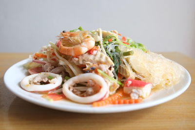 Close-up of food in plate on table