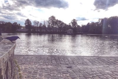 Scenic view of lake against sky