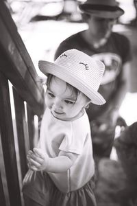 Close-up of cute girl wearing hat