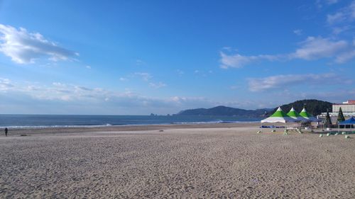 Scenic view of beach against sky